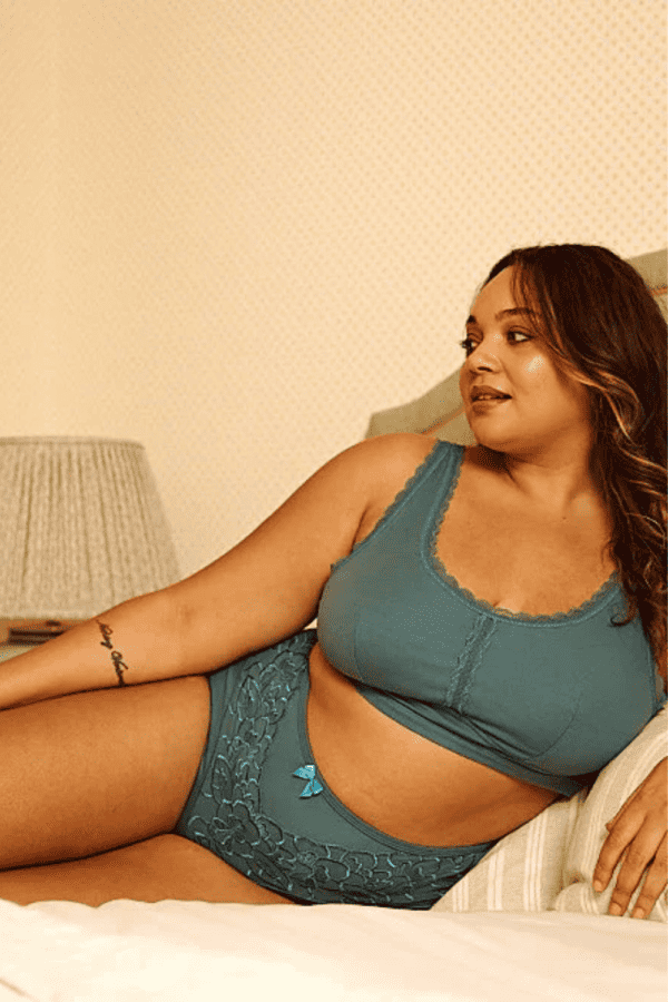 a woman wearing a bra for sensitive skin