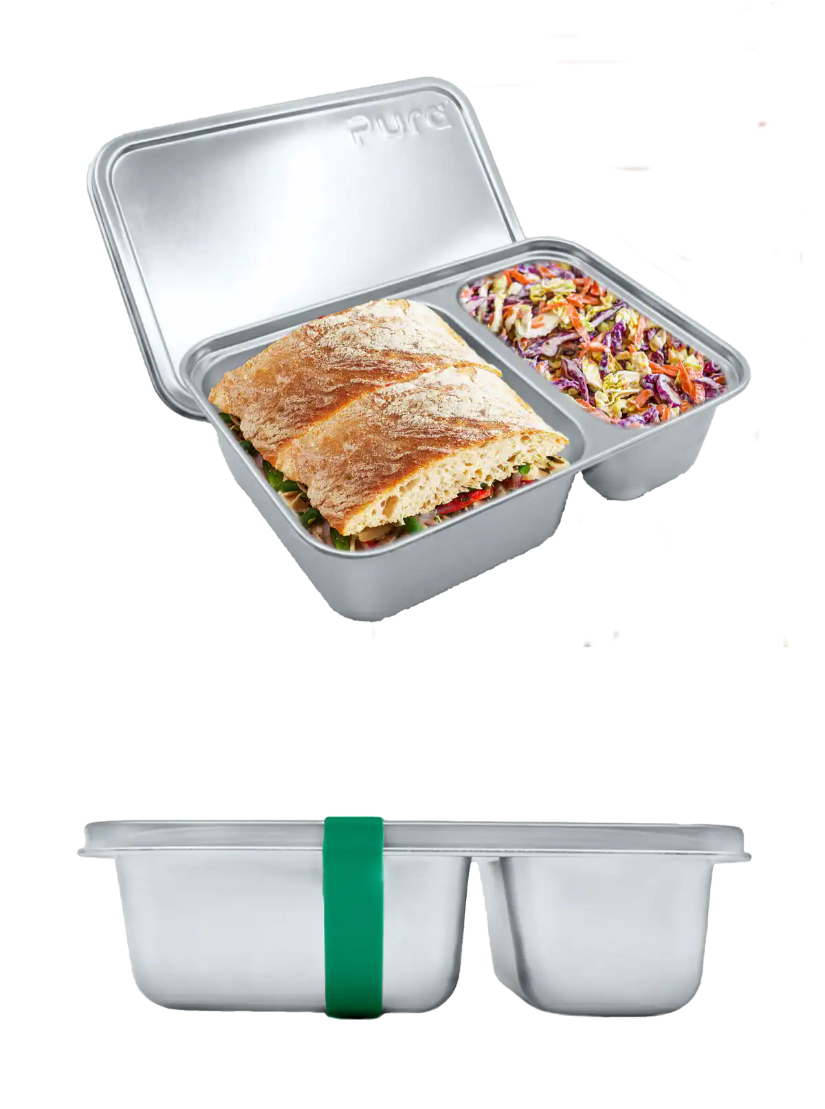 A non-toxic, two-compartment lunch container from Pura.