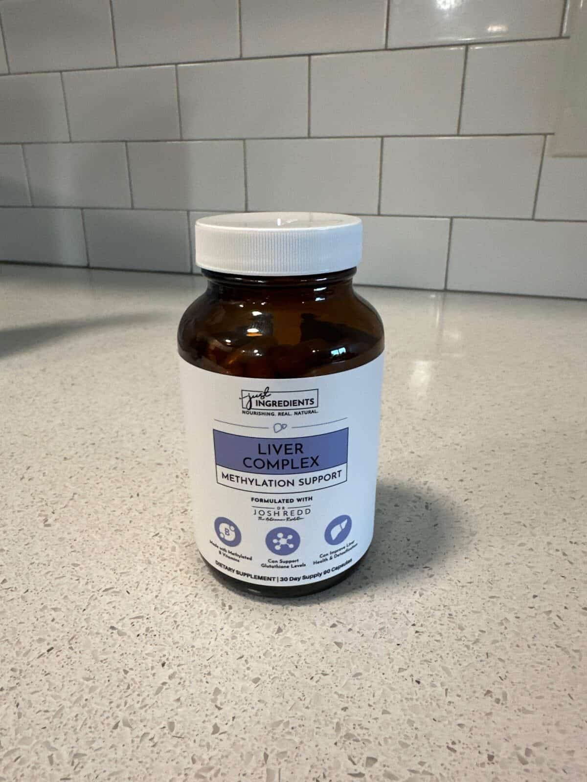 The Liver Complex Methylation Support supplement by Just Ingredients in a bottle.